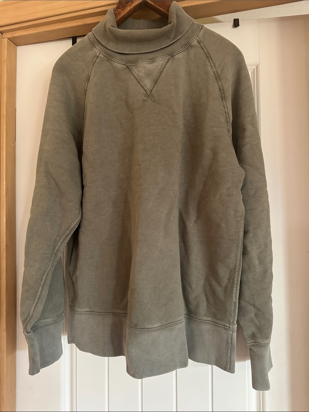 Todd Snyder Olive Funnel Neck Sweatshirt - Washed Olive